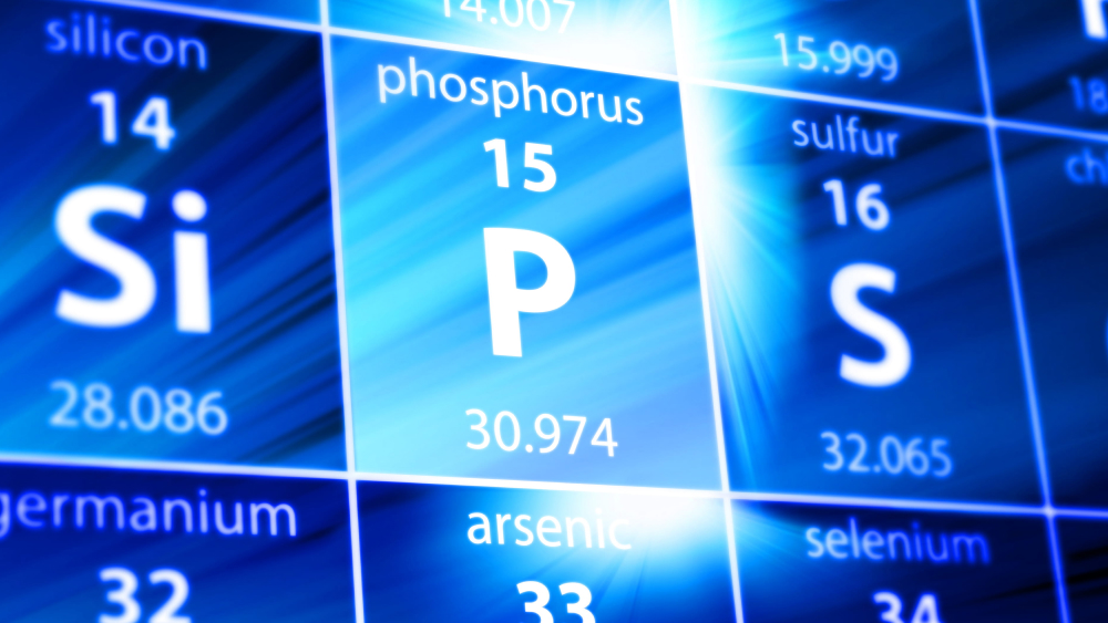 Phosphor mit dem Symbol P im Periodensystem.